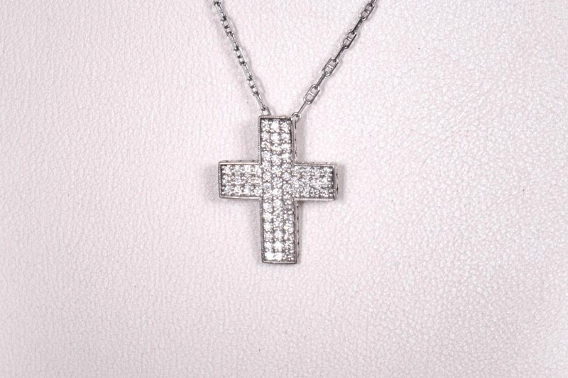 Sterling Silver Diamond Cross