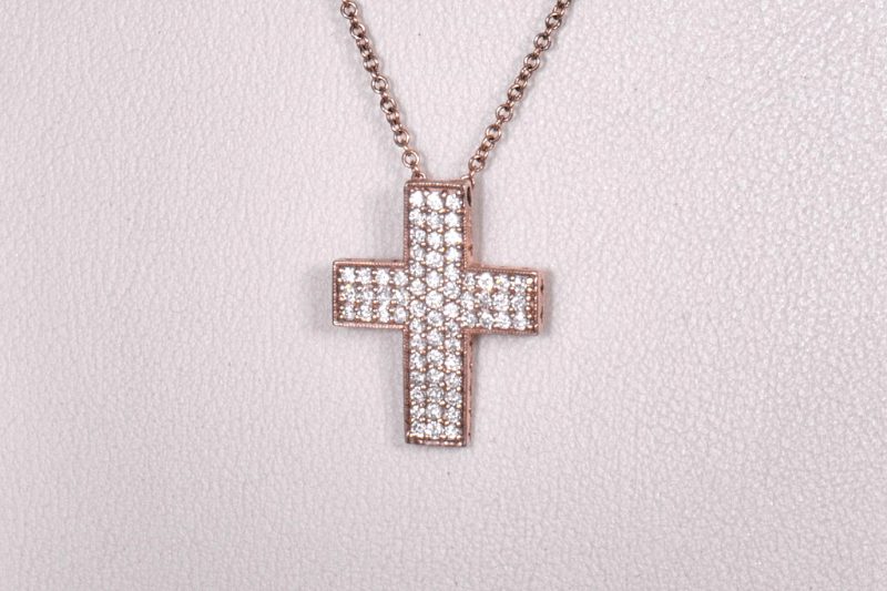 Rose Gold Diamond Cross